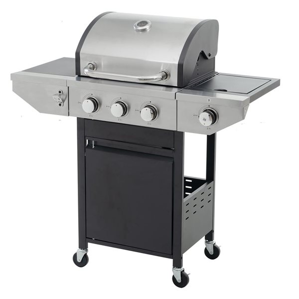 Mondawe 3-Burner Propane Gas Grill w/ Side Burner and Cooking Grates