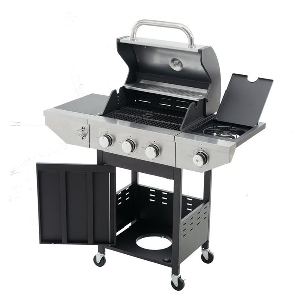 Mondawe 3-Burner Propane Gas Grill w/ Side Burner and Cooking Grates