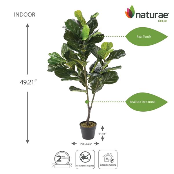 Naturae Decor 49-in Artificial Fiddle Leaf