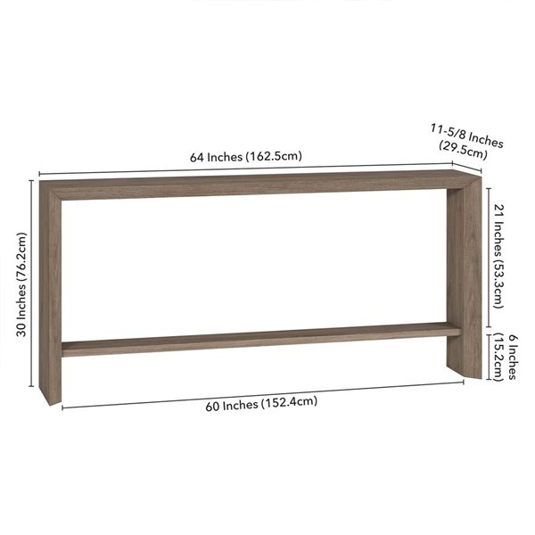 Hailey Home Osman 64-in Wide Console Table - Antiqued Gray Oak