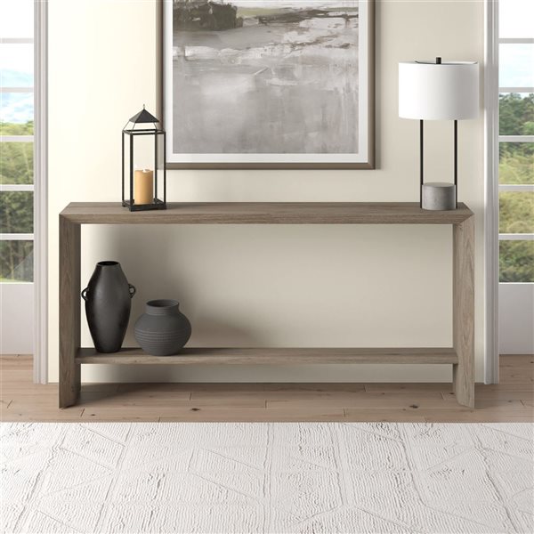 Hailey Home Osman 64-in Wide Console Table - Antiqued Gray Oak