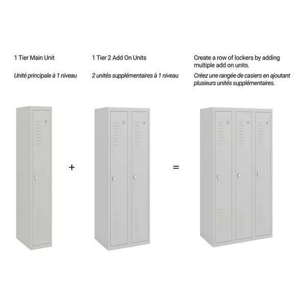 Ceha Canada 36 W x 71 H x 20-in D Light Grey Steel Triple Unit Locker