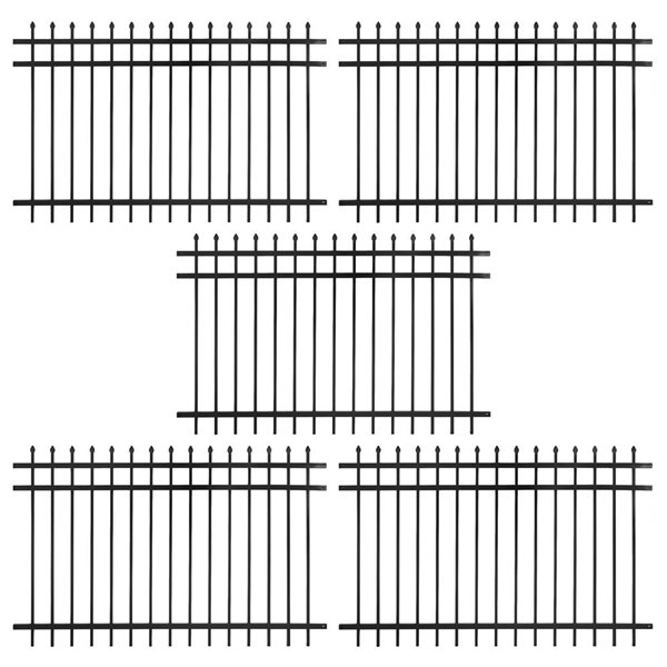 Fencer Wire Heavy-Duty Steel Pointed Top Fence Panels 4 x 6-ft - 5-Pack