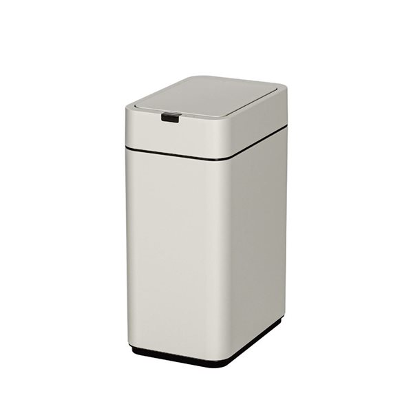 Elpheco Slim Trash Can w/ Touchless Motion-Activated Lid and Removable Legs 9-L - Stainless Steel - Cream White