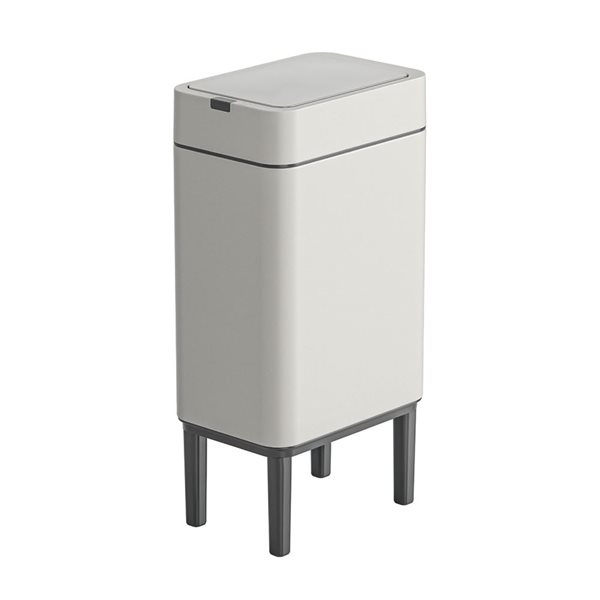 Elpheco Slim Trash Can w/ Touchless Motion-Activated Lid and Removable Legs 9-L - Stainless Steel - Cream White