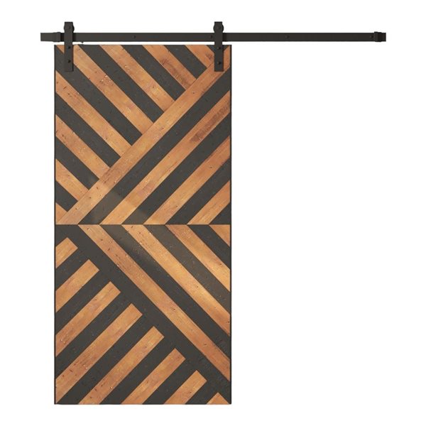 Urban Woodcraft Custom Stained Malibu Sliding Barn Door w/ Hardware Kit 83 x 40-in - Celestia Espresso