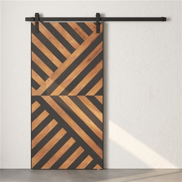 Urban Woodcraft Custom Stained Malibu Sliding Barn Door w/ Hardware Kit 83 x 40-in - Celestia Espresso