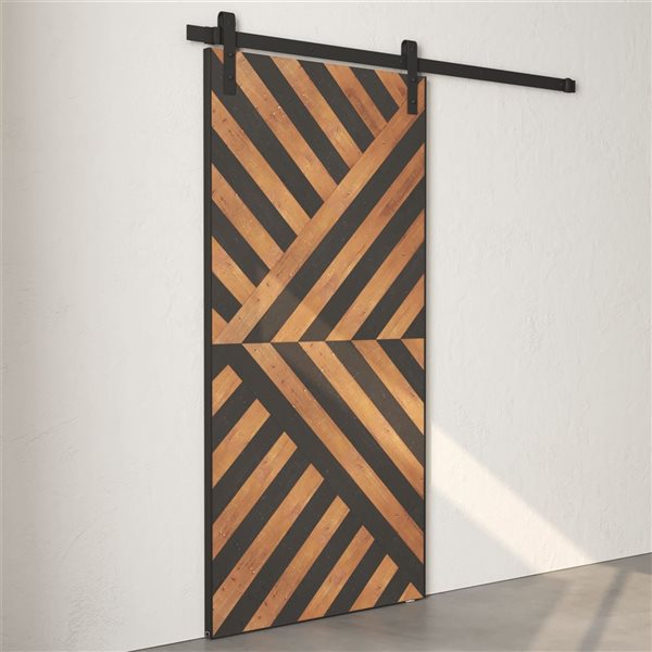 Urban Woodcraft Custom Stained Malibu Sliding Barn Door w/ Hardware Kit 83 x 40-in - Celestia Espresso