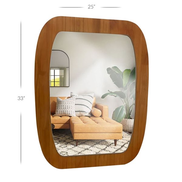 Mirrorize Canada Wood Shaped Wall Mirror 25 x 33-in - Brown