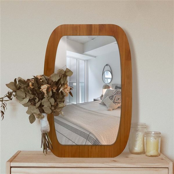 Mirrorize Canada Wood Shaped Wall Mirror 25 x 33-in - Brown