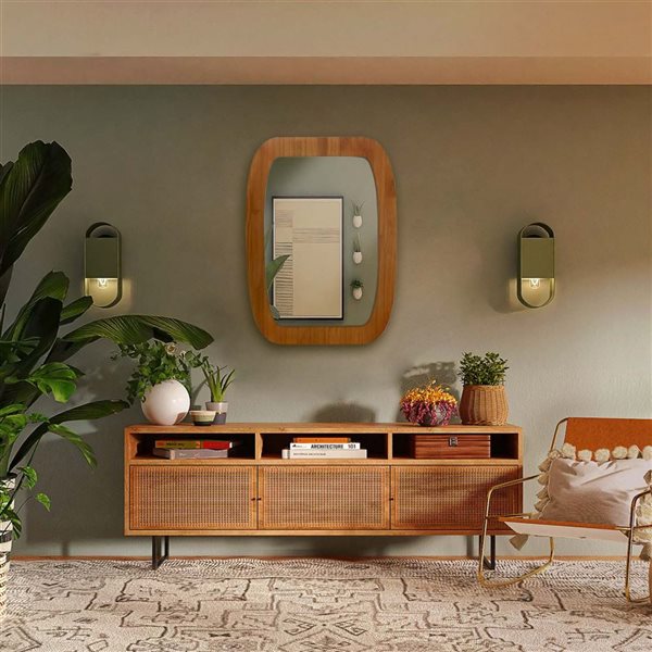 Mirrorize Canada Wood Shaped Wall Mirror 25 x 33-in - Brown