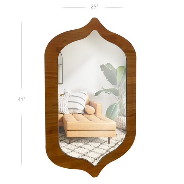 Mirrorize Canada Wood Shaped Wall Mirror 25 x 42-in - Brown