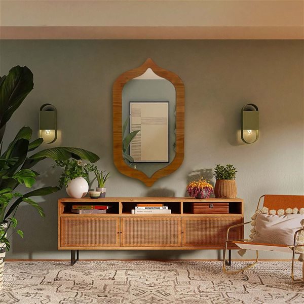 Mirrorize Canada Wood Shaped Wall Mirror 25 x 42-in - Brown