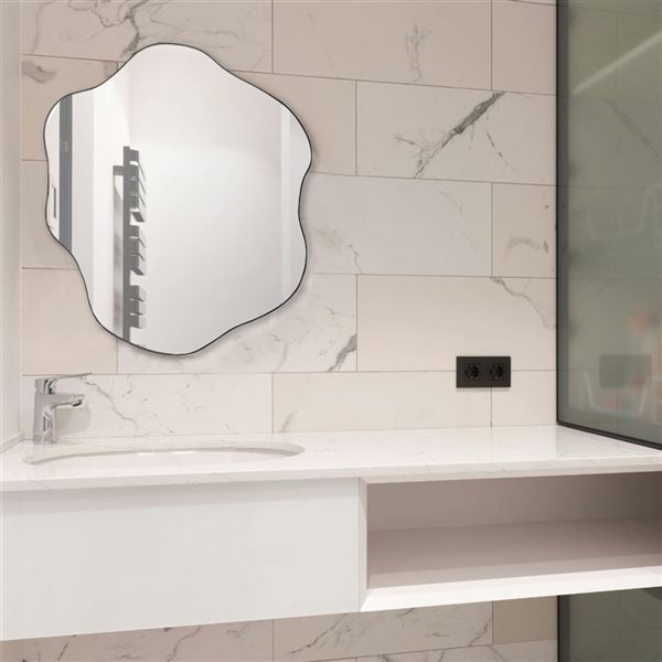 Mirrorize Canada Thin Framed Shaped Wall Mirror 27 x 30-in - Black