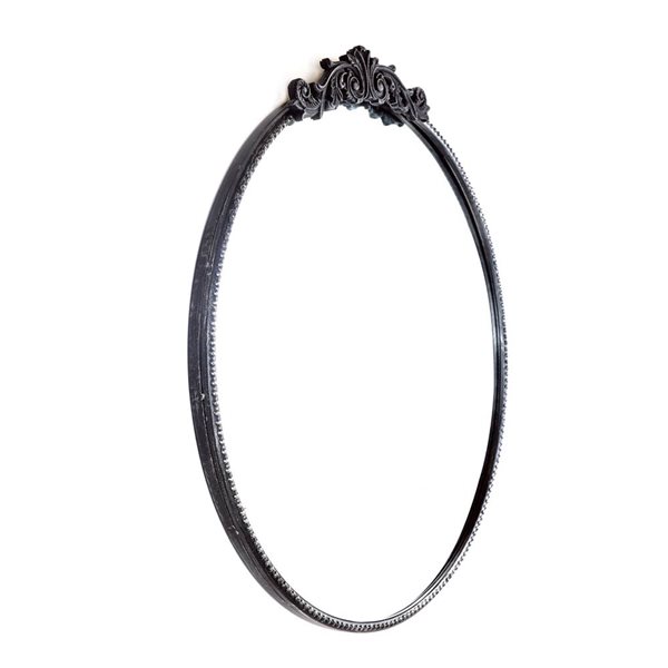 Mirrorize Canada Round French Wall Mirror 30 x 32-in - Black