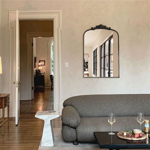 Mirrorize Canada Arched French Wall Mirror 24 x 36-in - Black
