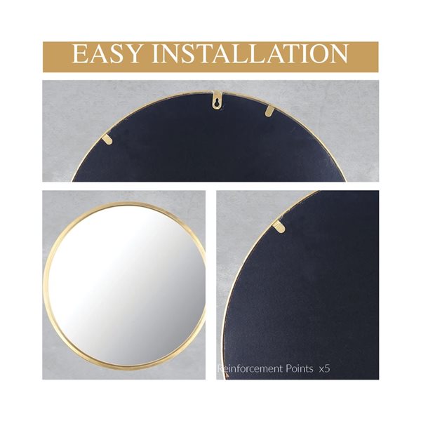 Mirrorize Canada Small Round Wall Mirror 24-in - Gold