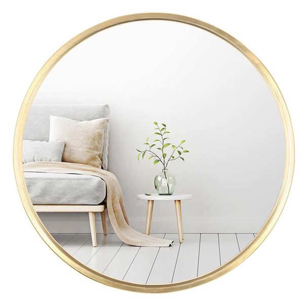 Mirrorize Canada Small Round Wall Mirror 24-in - Gold