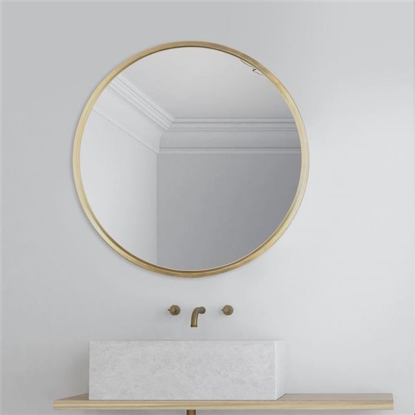 Mirrorize Canada Small Round Wall Mirror 24-in - Gold