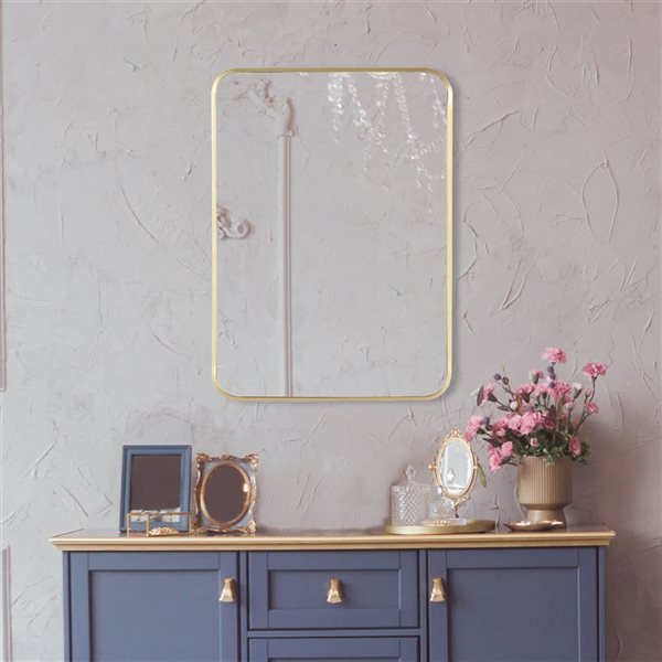 Mirrorize Canada Rectangular Wall Mirror 20 x 28-in - Gold
