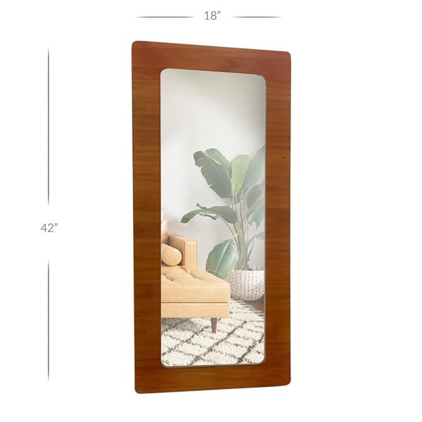 Mirrorize Canada Rectangle Wall Mirror 18 x 42-in - Brown