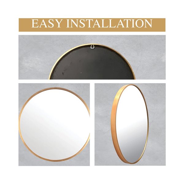 Mirrorize Canada Round Wall Mirror 20-in - Gold