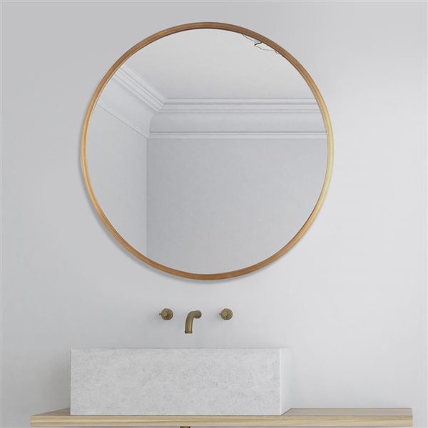 Mirrorize Canada Round Wall Mirror 20-in - Gold