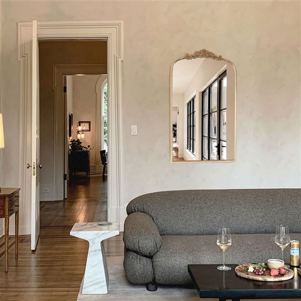 Mirrorize Canada Arched French Wall Mirror 24 x36-in - Gold