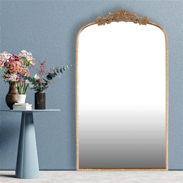 Mirrorize Canada Arched French Wall Mirror 24 x36-in - Gold