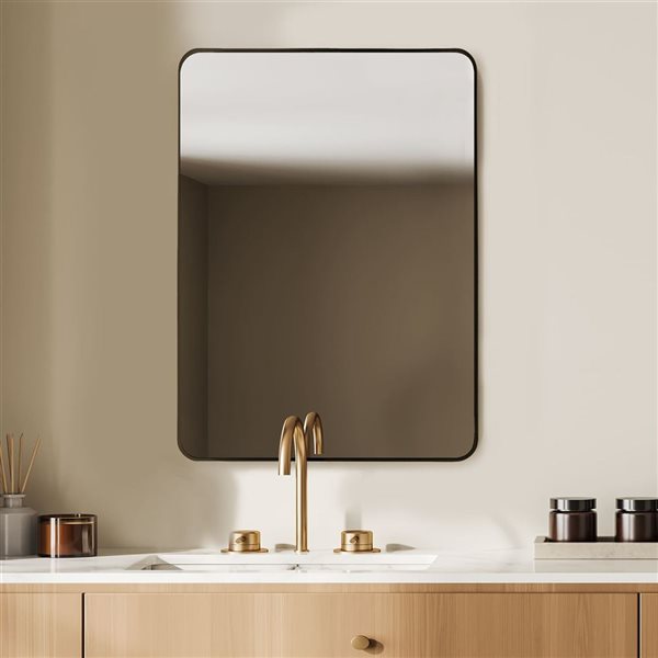 Mirrorize Canada Thin Framed Wall Mirror 30 x 40-in - Black