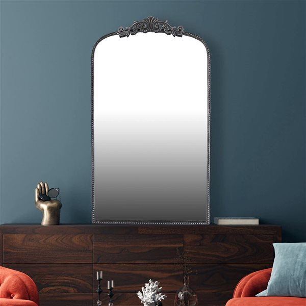 Mirrorize Canada Arched French Wall Mirror 24 x 42-in - Black