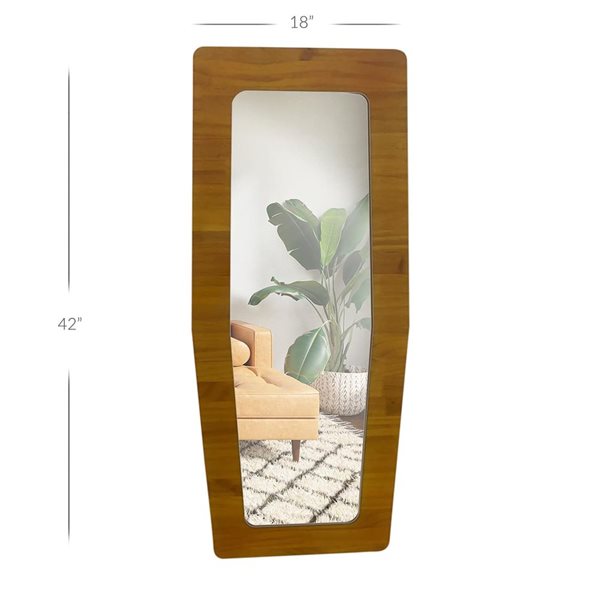 Mirrorize Canada Shaped Wooden Wall Mirror 18 x 43-in - Brown