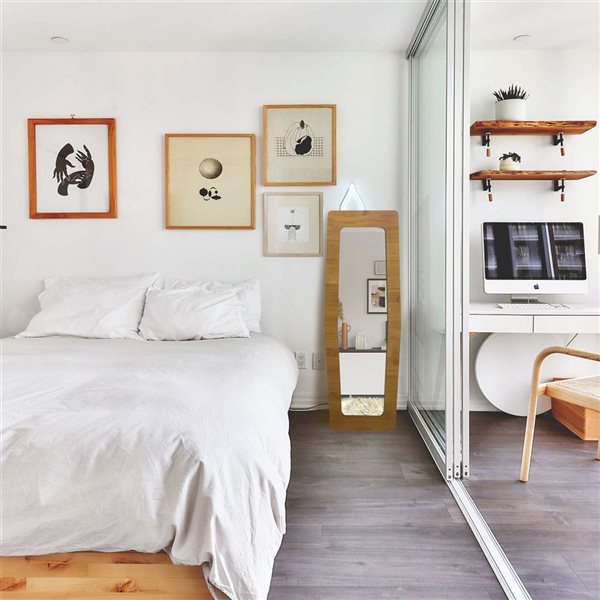 Mirrorize Canada Shaped Wooden Wall Mirror 18 x 43-in - Brown