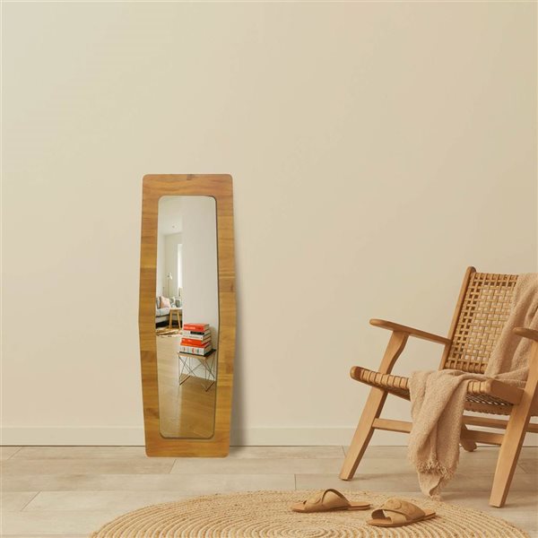 Mirrorize Canada Shaped Wooden Wall Mirror 18 x 43-in - Brown