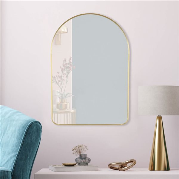 Mirrorize Canada Arched Wall Mirror 24 x 36-in - Gold
