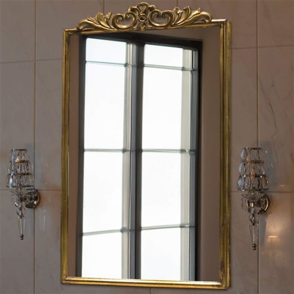 Mirrorize Canada Rectangle Wall Mirror with Arch 24 x 42-in - Gold