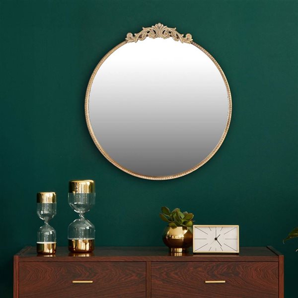 Mirrorize Canada Round French Wall Mirror 20 x 32-in - Gold