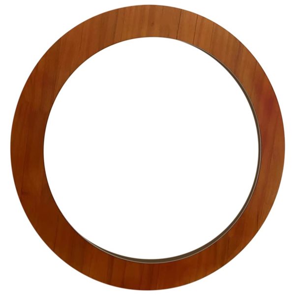 Mirrorize Canada Wood Round Wall Mirror 29-in - Brown