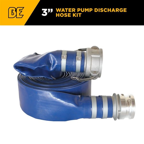 BE Power Equipment Water Pump Discharge Hose Kit - 3-in x 50-ft