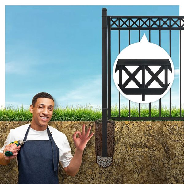 Fencer Wire 5 x 4-ft Flat Top Pattern Anti-Rust Powder-Coated Steel Decorative Fence Gate