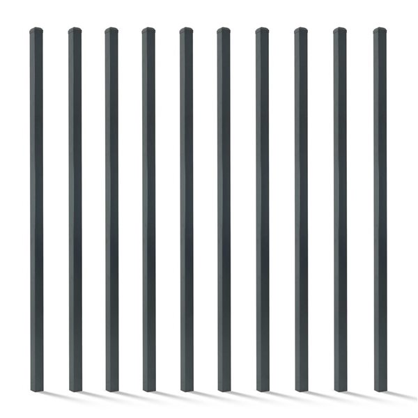 Fencer Wire 2-in x 2-in x 7-ft Steel Flat Top Fence Post with Post Cap - 10/Pack