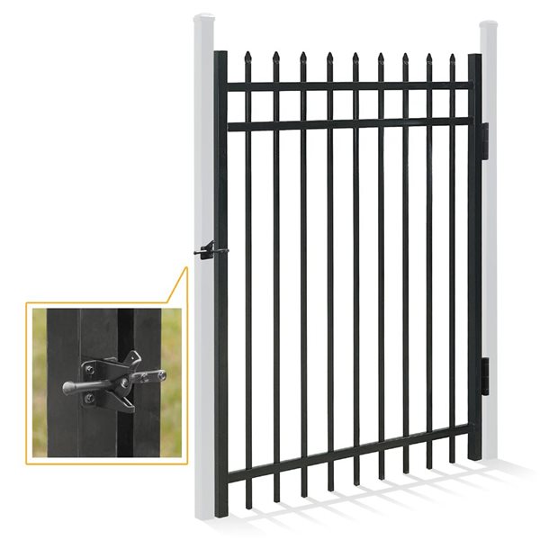 Fencer Wire 5 x 4-ft Pointed Pinnacle Anti-Rust Powder-Coated Steel Decorative Fence Gate