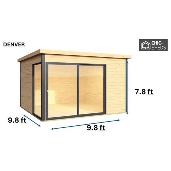 Technoflex Denver 9.8 x 9.8-ft Lean-to Engineered Wood Garden Shed with Sliding Door and Fixed Window