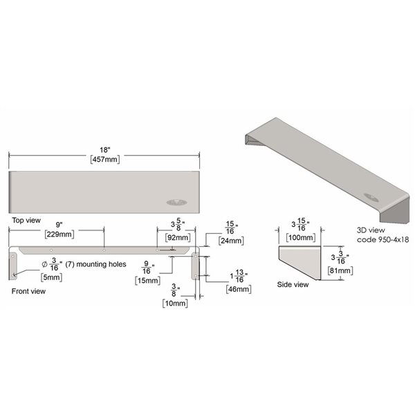 Frost Heavy-Duty Shelf 18 x 4-in - Stainless Steel