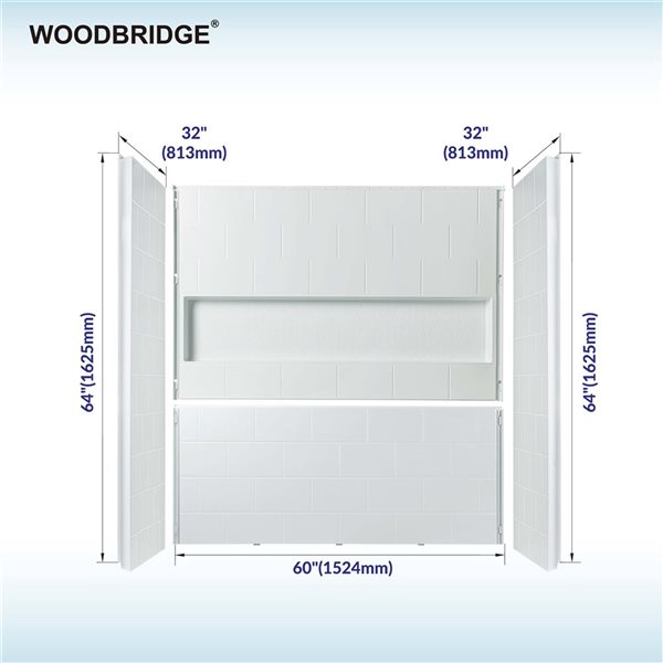 Woodbridge 32 W x 64-in H 4-Piece Direct-to-Stud Alcove Shower Wall Panel Kit