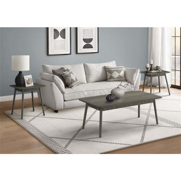 Monarch Specialties Mid-Century 3-Pcs Coffee Table Set - Grey