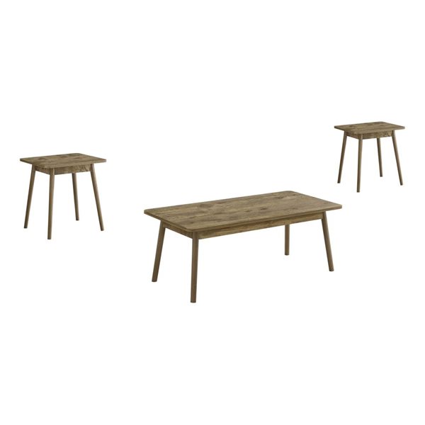 Monarch Specialties Mid-Century 3-Pcs Coffee Table Set - Light Brown
