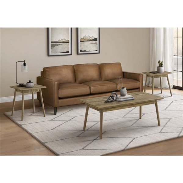Monarch Specialties Mid-Century 3-Pcs Coffee Table Set - Light Brown