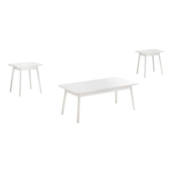 Monarch Specialties Mid-Century 3-Pcs Coffee Table Set - White