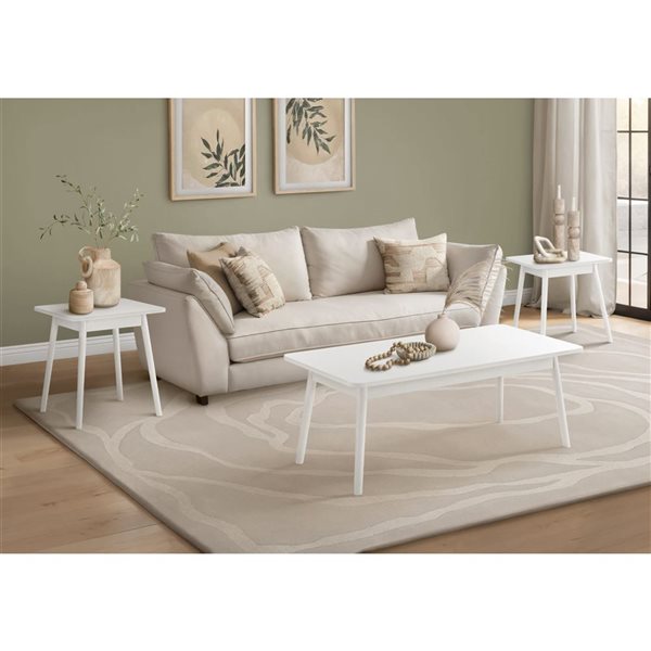Monarch Specialties Mid-Century 3-Pcs Coffee Table Set - White